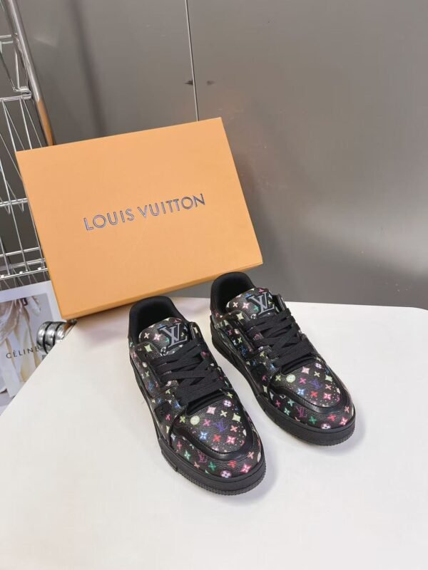 Louis Vuitton Trainer Sneaker Black Multicolor Monogram 1AHEKZ