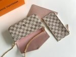 Louis Vuitton 3-in-1 Card Holder White Check Pink
