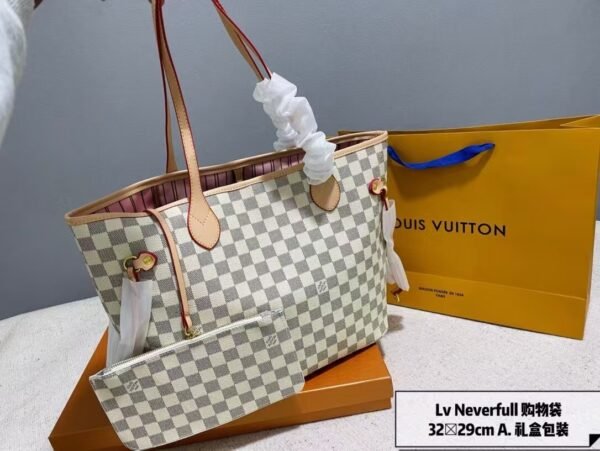 Louis Vuitton Shopping Bag White Check