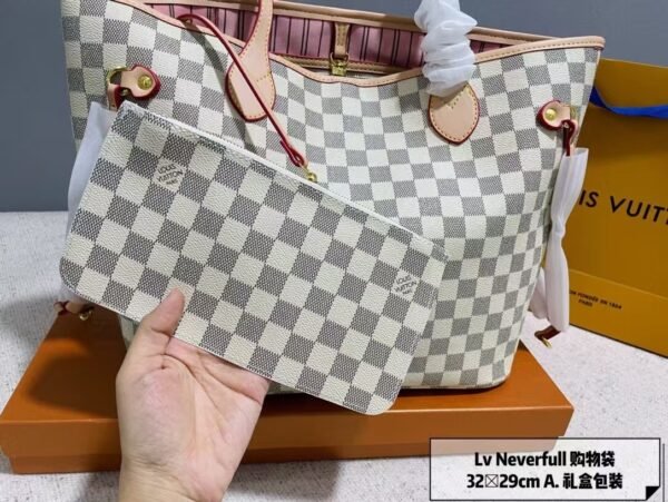 Louis Vuitton Shopping Bag White Check