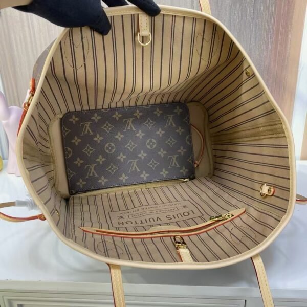 Louis Vuitton Shopping Bag White Leather Brown