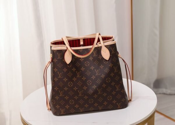 Louis Vuitton Shopping Bag White Leather Red