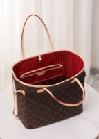 Louis Vuitton Shopping Bag White Leather Red