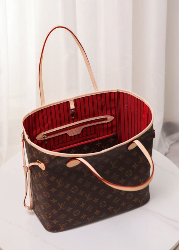 Louis Vuitton Shopping Bag White Leather Red