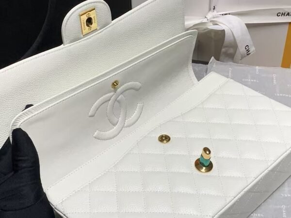 Chanel Classic Flap Bag White Gold