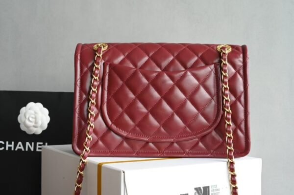Chanel Classic Flap Bag Red Gold
