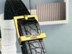 YSL Shoulder Bag Croc Black Gold