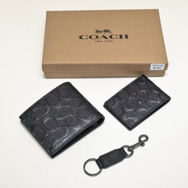 Coach Small Wallet Black Embossed