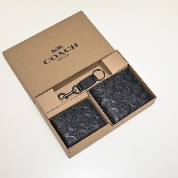 Coach Small Wallet Black Embossed