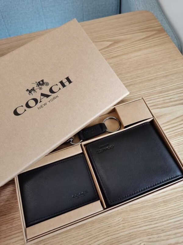 Coach Small Wallet Black Epi Leather