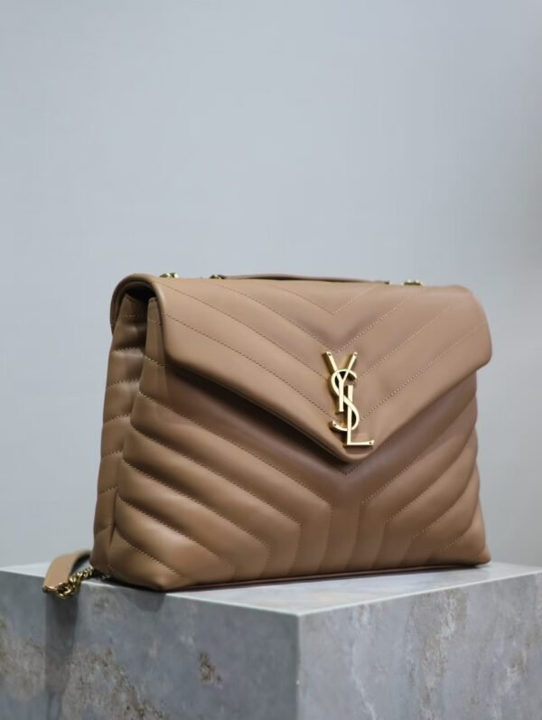 YSL Loulou Bag Milk Tea Gold Logo