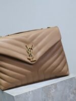 YSL Loulou Bag Milk Tea Gold Logo