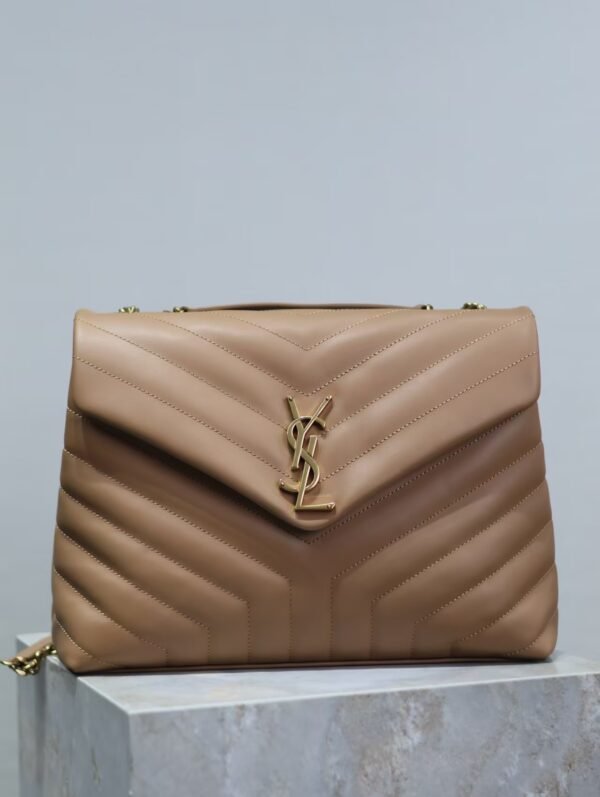 YSL Loulou Bag Milk Tea Gold Logo