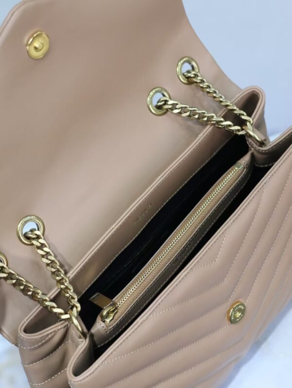 YSL Loulou Bag Milk Tea Gold Logo