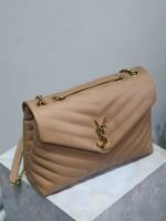 YSL Loulou Bag Milk Tea Gold Logo