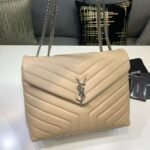 YSL Loulou Bag Milk Tea Silver Logo