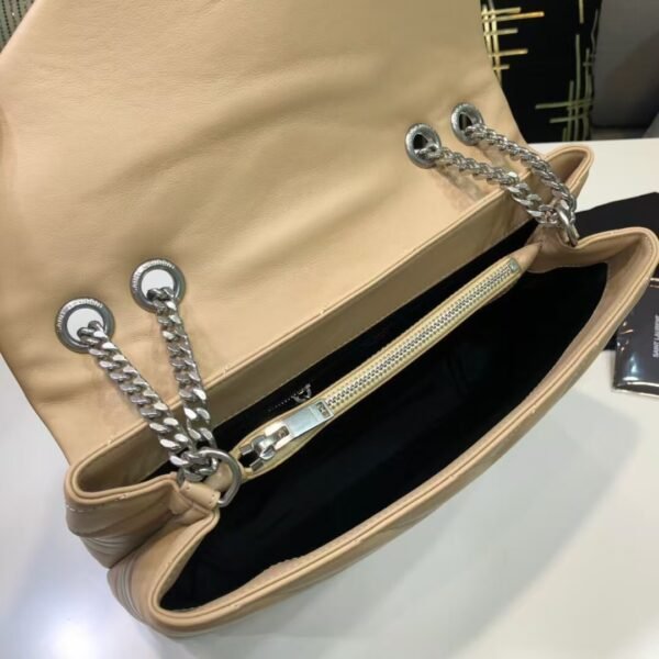 YSL Loulou Bag Milk Tea Silver Logo