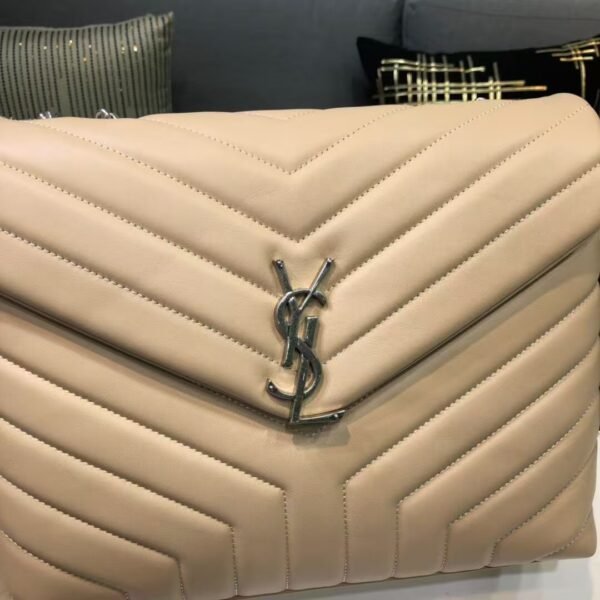 YSL Loulou Bag Milk Tea Silver Logo
