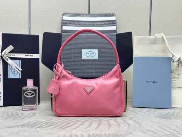 Prada Nylon Shoulder Bag Rose Red Nylon