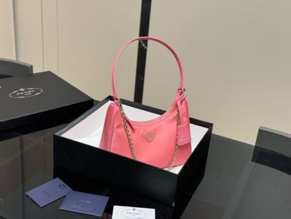 Prada Chain Shoulder Bag Rose Red Chain