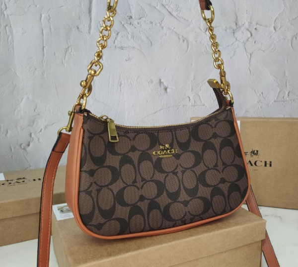 Coach Shoulder Bag Brown Print