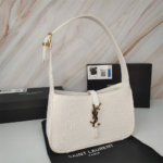 YSL Shoulder Bag Croc White Gold