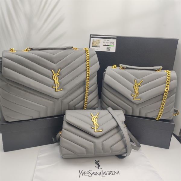 YSL Loulou Bag Gray Gold