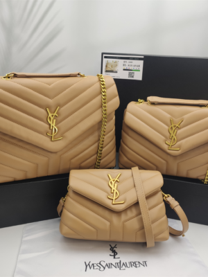 YSL Loulou Bag Milk Tea Gold Logo
