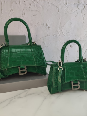 Balenciaga Hourglass Bag Light Green Green Silver Silver Logo