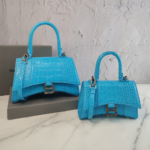 Balenciaga Hourglass Bag Lake Blue Silver Logo