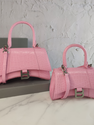 Balenciaga Hourglass Bag Nude Pink Pink Silver Silver Logo