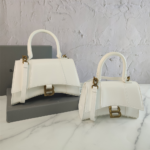 Balenciaga Hourglass Bag Smooth White Gold