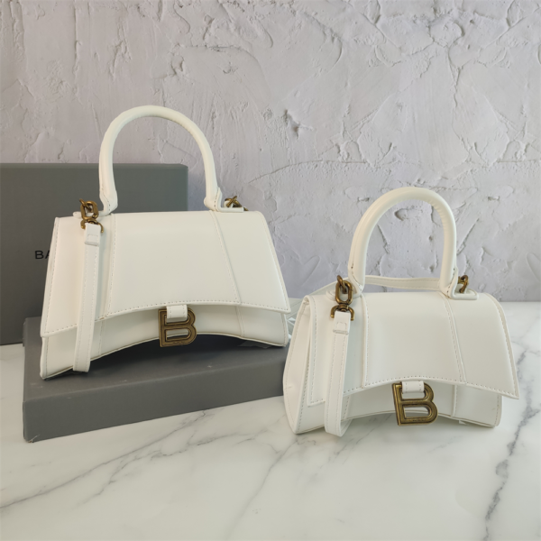 Balenciaga Hourglass Bag Smooth White Gold