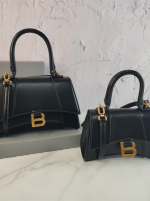 Balenciaga Hourglass Bag Smooth Black Gold