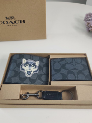 Coach Small Wallet Print Wolf Head