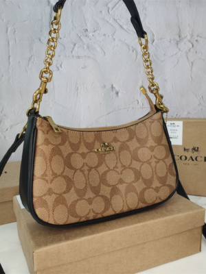 Coach Shoulder Bag Khaki Print
