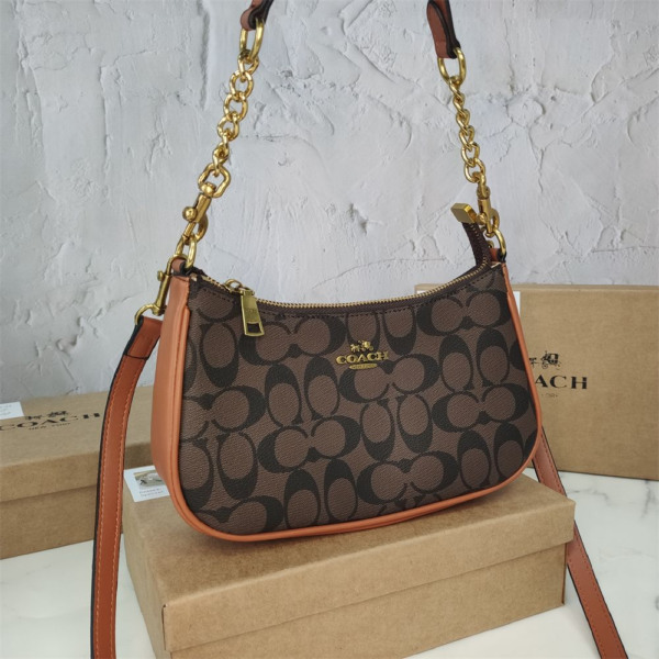 Coach Shoulder Bag Brown Print