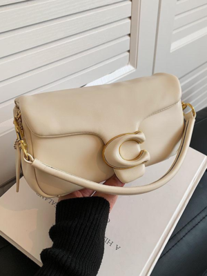 Coach Shoulder Bag Small Beige White