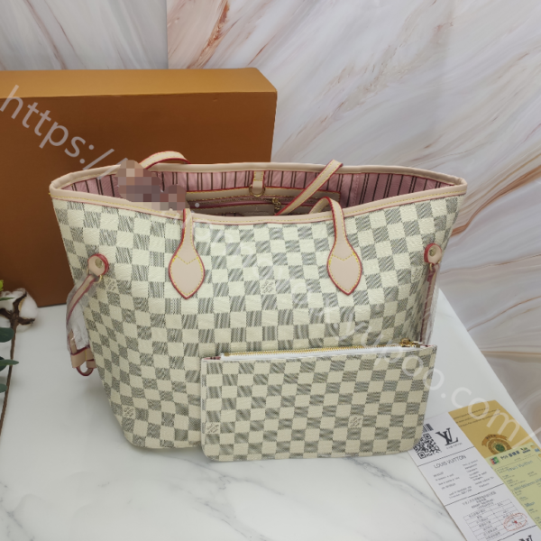 Louis Vuitton Shopping Bag White Check