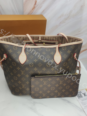 Louis Vuitton Shopping Bag White Leather Brown