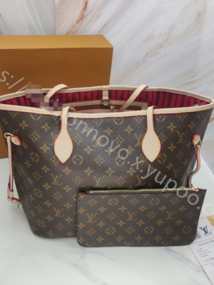 Louis Vuitton Shopping Bag White Leather Red