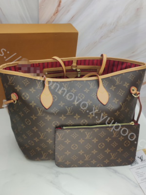 Louis Vuitton Shopping Bag Yellow Leather Red