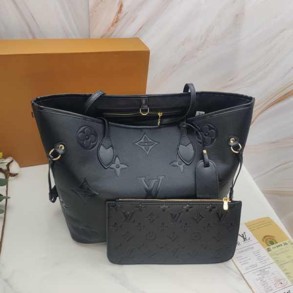 Louis Vuitton Shopping Bag Embossed Black Big Embossed
