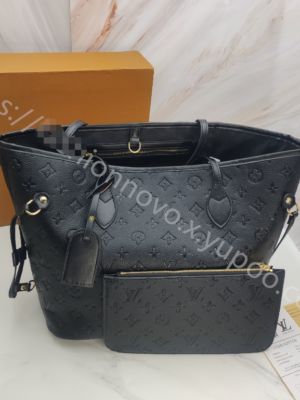 Louis Vuitton Shopping Bag Embossed Black Small Embossed