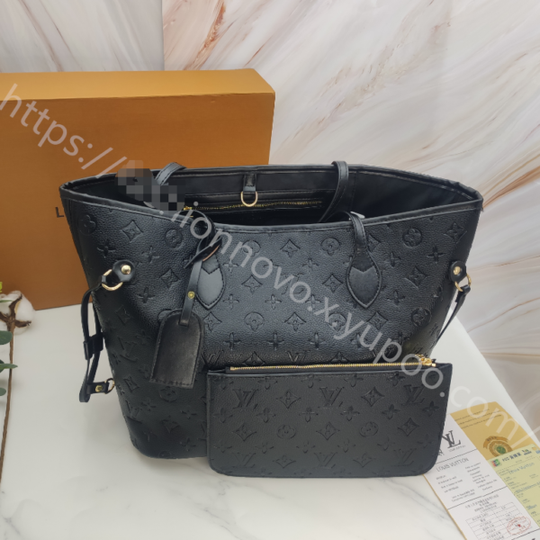 Louis Vuitton Shopping Bag Embossed Black Small Embossed