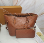 Louis Vuitton Shopping Bag Brown Embossed Small Embossed