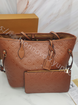 Louis Vuitton Shopping Bag Brown Embossed Small Embossed