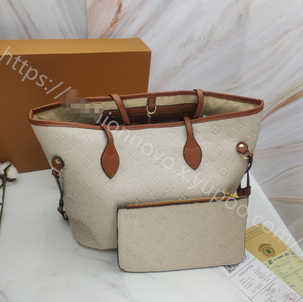 Louis Vuitton Shopping Bag Khaki Embossed Small Embossed