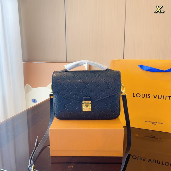 Louis Vuitton Embossed Messenger Bag Black Messenger