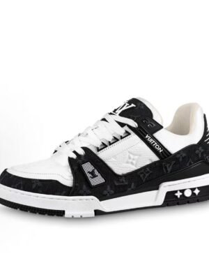 Louis Vuitton Trainer Sneaker Black White Denim 1A9JG9